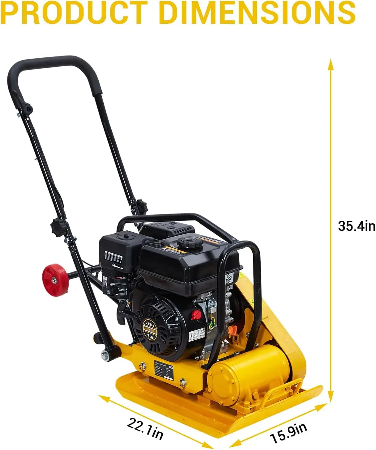 7HP Plate Compactor Rammer with 212cc Gas Engine, 5600 VPM, 4200 Lbs Compaction Force Ground Compactors for Paving Landscaping