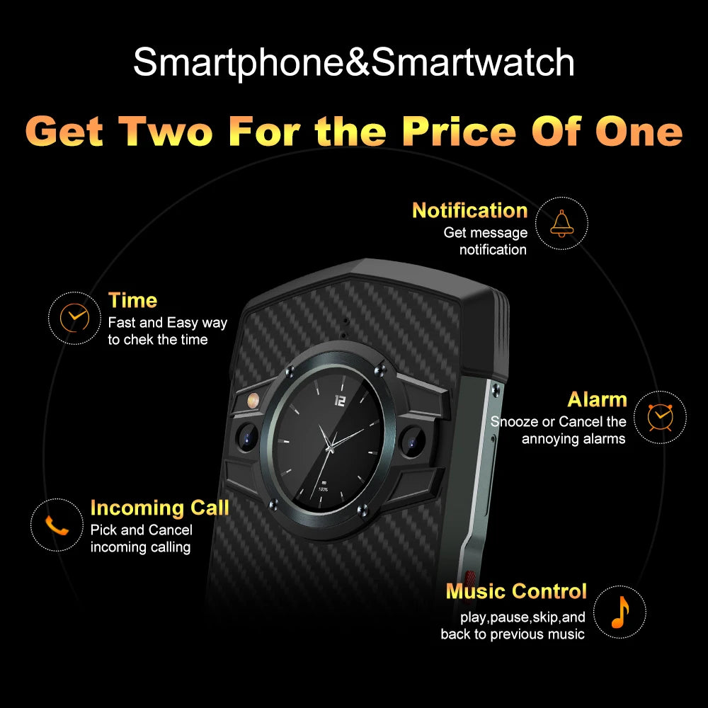 Unihertz Tick Tock 5G Rugged Smartphone Android 128GB 48MP Camera Cellphone 6000mAh Phone with Dual-Screen IP 68 Waterproof