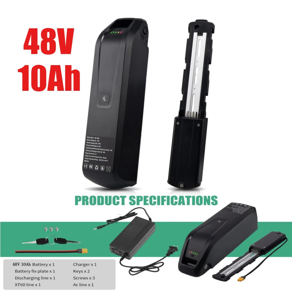 New Hailong EBike Battery 36V 48V 10Ah 15Ah 20Ah Mountain Bicycle 18650 Electric Bateria Pack for Bafang 1500W 1000W 750W 500W