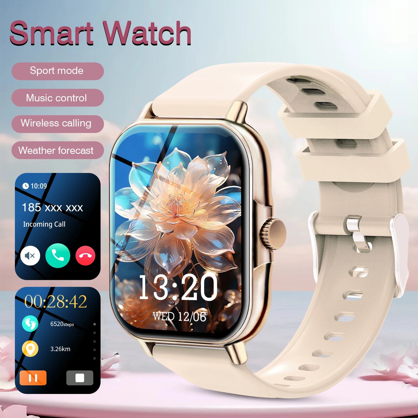 Smart watch, for men and women, wireless calling, fitness tracker, 2.01 inch screen, sports smart watch