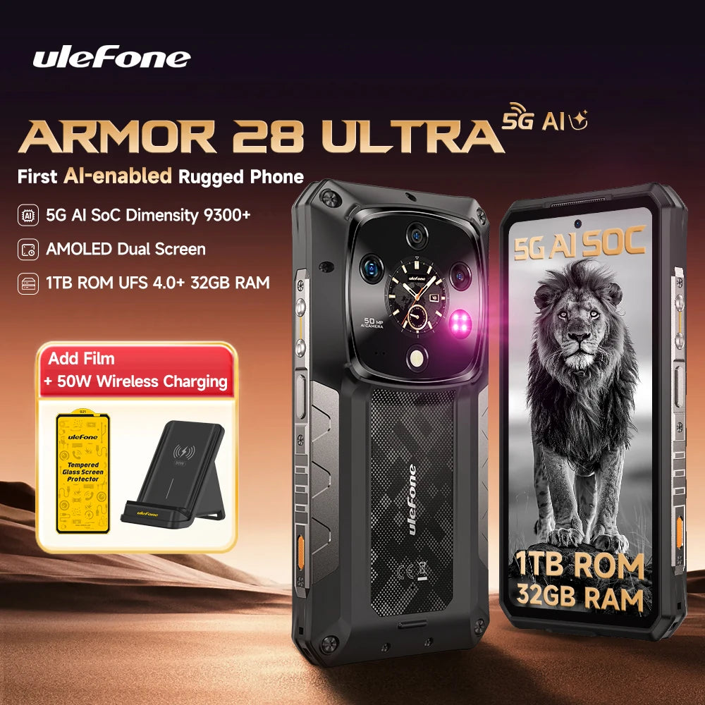 【World Premiere】Ulefone Armor 28 Ultra 5G AI Rugged Phone 1TB ROM+32GB RAM Android Smartphone AMOLED 6.67" 10600mAh Mobile phone