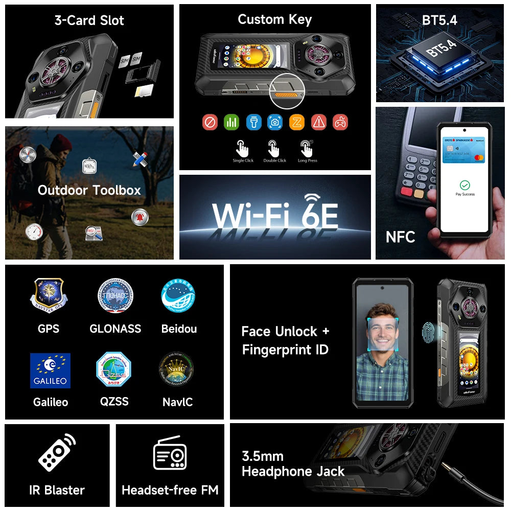Ulefone Armor 30 Pro 5G Rugged Phone 6.9" 120Hz 32GB+512GB 12800mAh Night Camera 64MP NFC 66W Android 14 Smartphone
