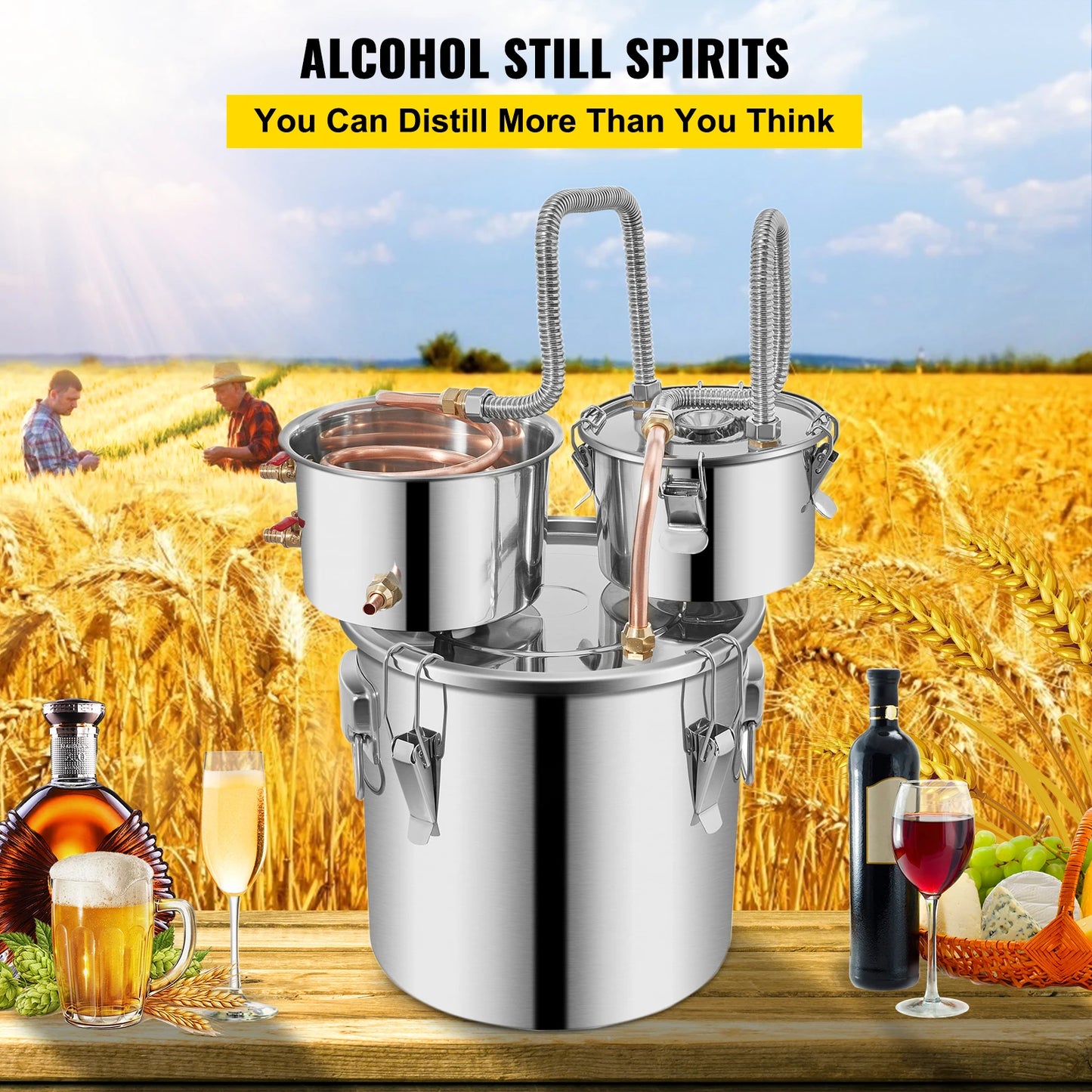 Succebuy 12/30L Alcohol Brewing Distiller DIY Moonshine Apparatus Stainless Steel Still Whisky Beer Brandy Home Appliance