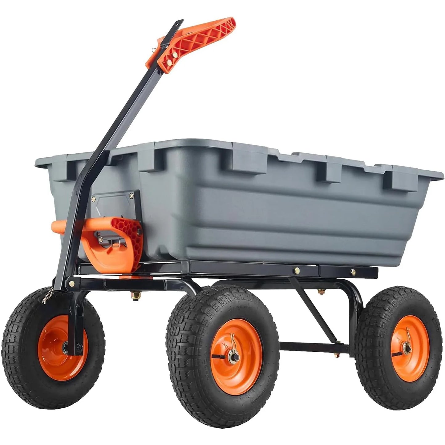 800 Lbs Garden Yard Dump Cart Wheelborrow Utility Wagon with Quick-Release Dumping Anti-Flat Steel Frame for Gardening and Home