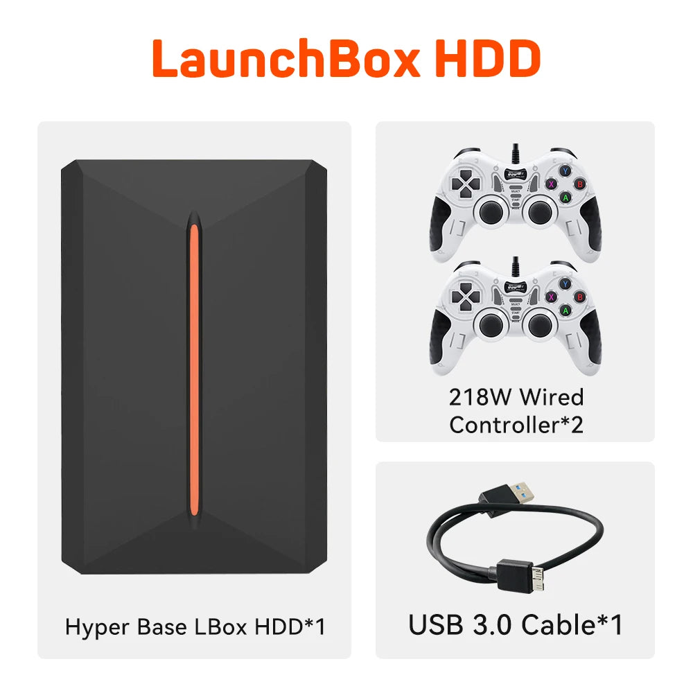 Launchbox Gaming Hard Drive Disk Retro Game Console for PS4/PS3/PS2/WiiU/Wii/N64/DC/PS1 for Win PC/Laptop With 3760+PC/3D Games