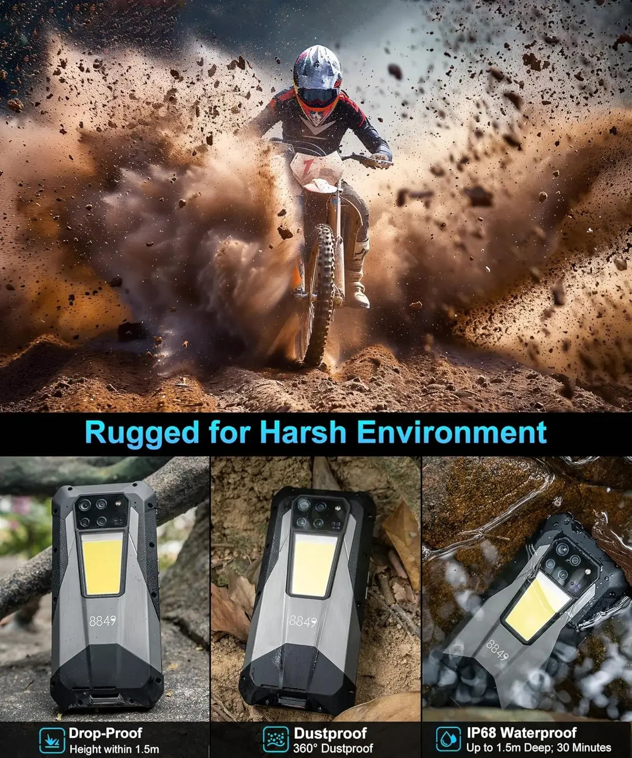 8849 Tank 3 Pro Unihertz Projector Rugged Smartphone 23800mAh 512GB+36GB 5G Android14 Outdoor Phone 120W Fast Charging Dual Sim