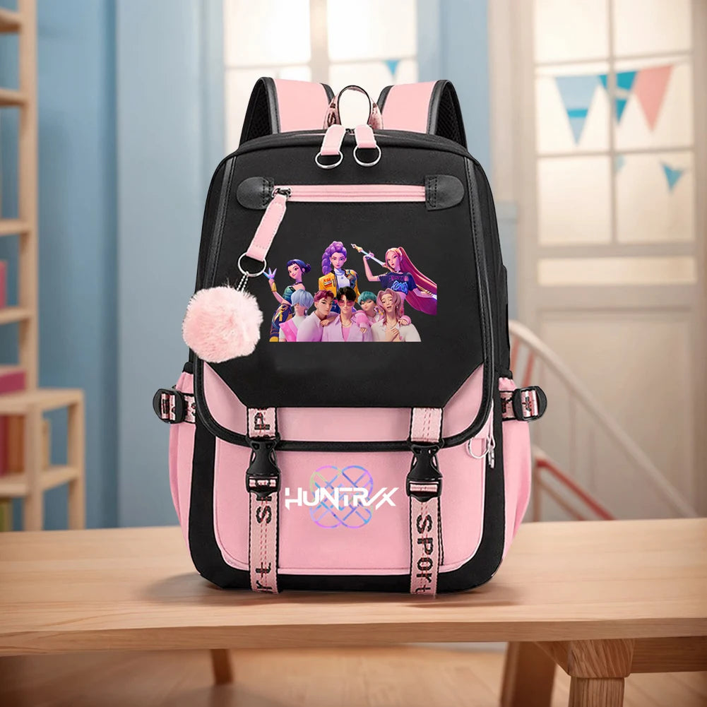 KPop Demon Hunters Backpack Demon Slayer Backpack Up To 20L Durable Waterproof Travel Backpack For Boys Girl Fan Peripheral Gift