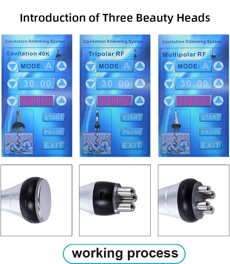 3 In 1 Beauty Body Slimming Massager Cavitation Machine Multi-Functional Device Face Body Tightening Lifting Spa Skincare Tool (