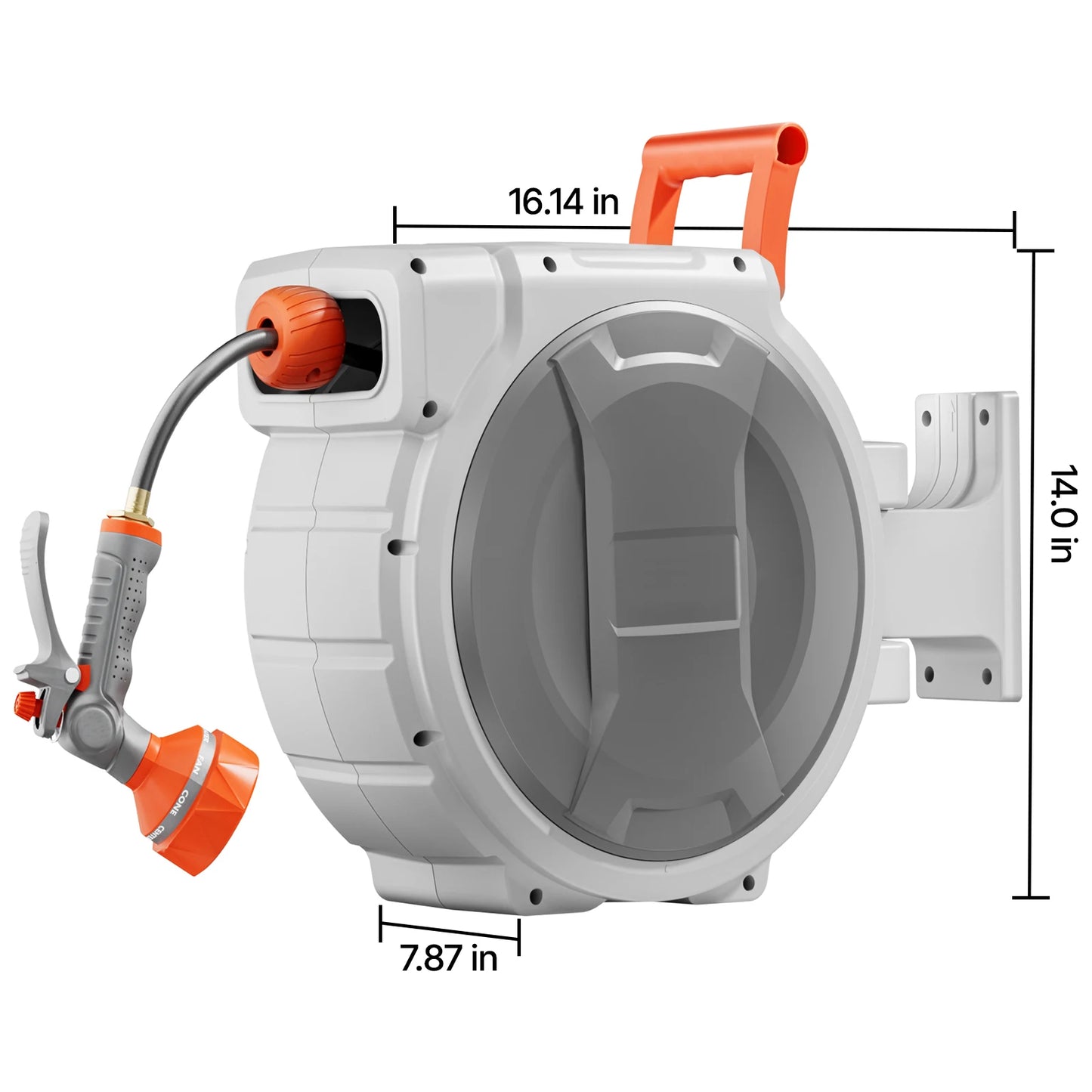 VEVOR Retractable Garden Hose Reel Wall Mounted Hose Reel Heavy Duty Garden Hose Reel with 9 Patterns Nozzle 180°Swivel Bracket