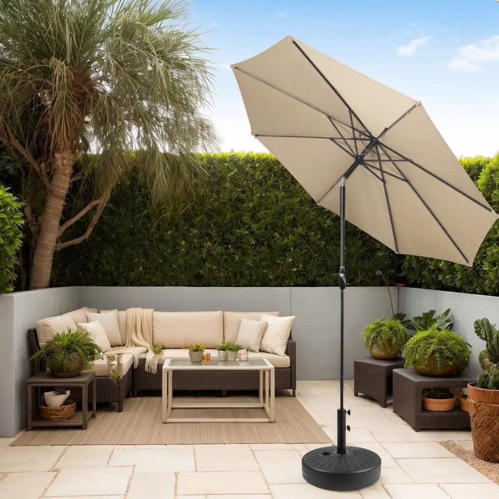 44BLS Outdoor Furniture Weighted Base - Adjustable Anti-Wind Sand/Water Fillable Anchor Stand for Patio Umbrella-Black