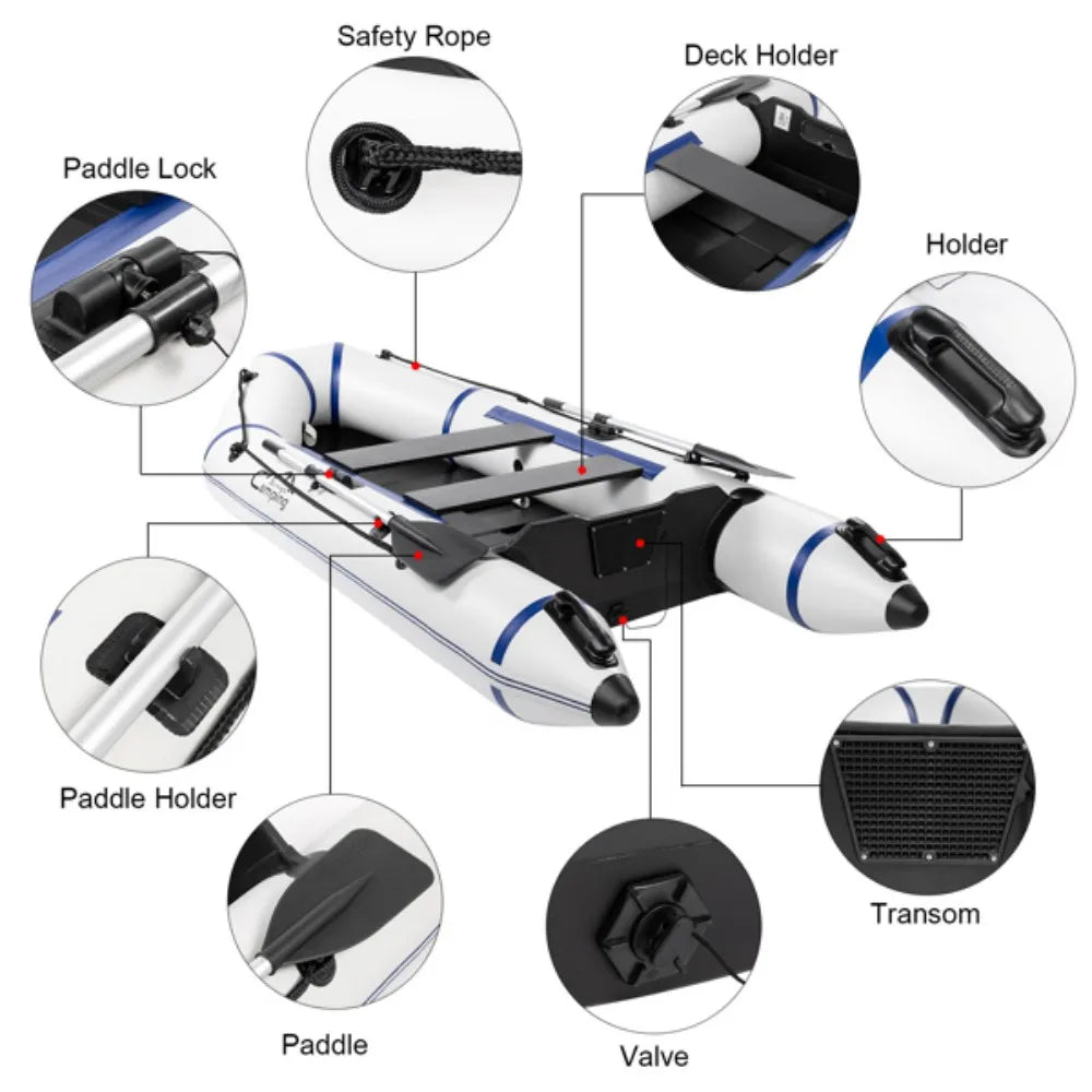 Camping Survivals 10ft PVC 330kg Water Adult Assault Boat Double rowing boat Suitable for wild fishing and diving rescue