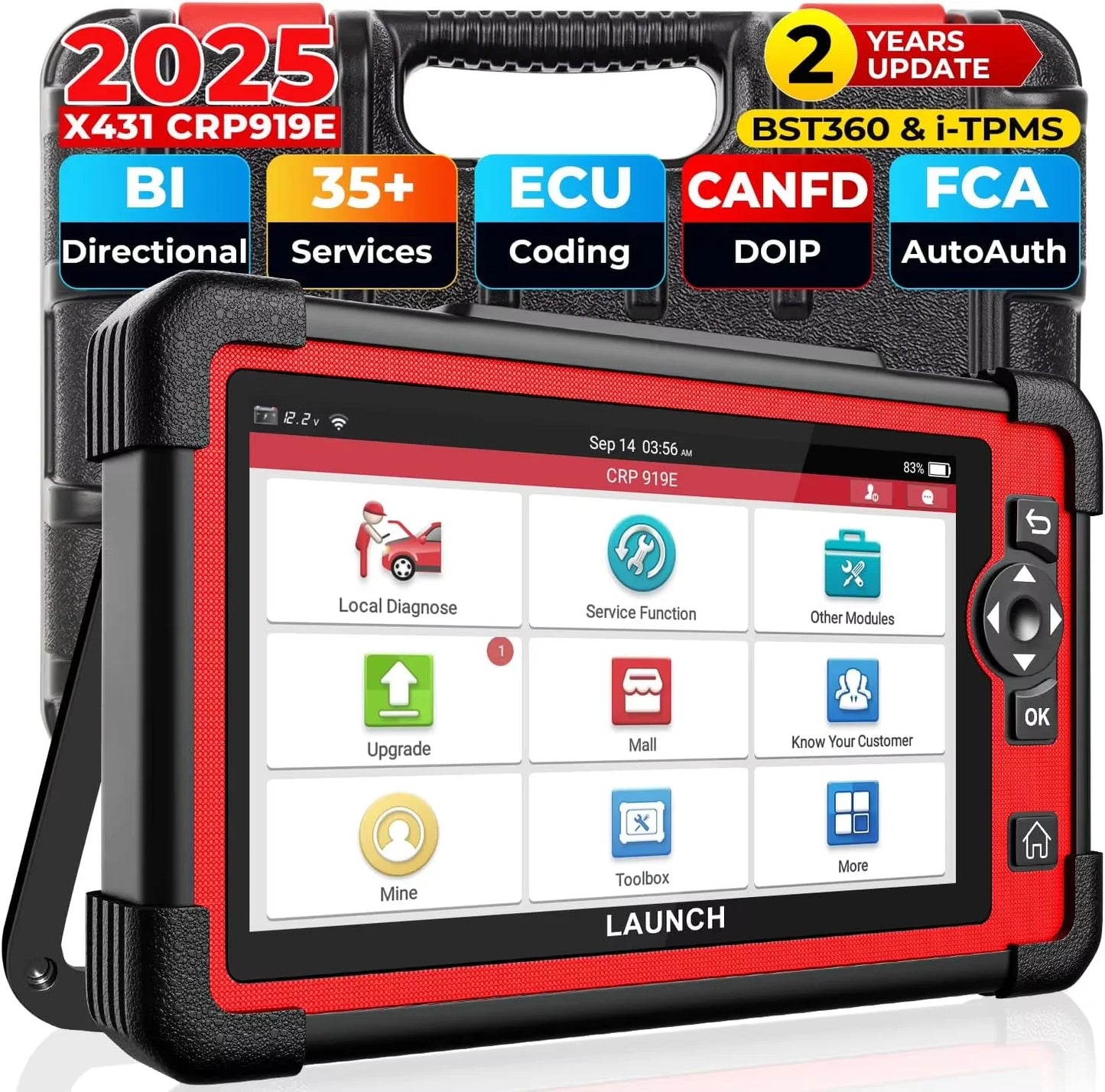 LAUNCH X431 CRP919E BT Car Diagnostic Tool DBScar VII VCI Auto OBD OBD2 Scanner Active Test ECU Coding CANFD DOIP 31+ Reset