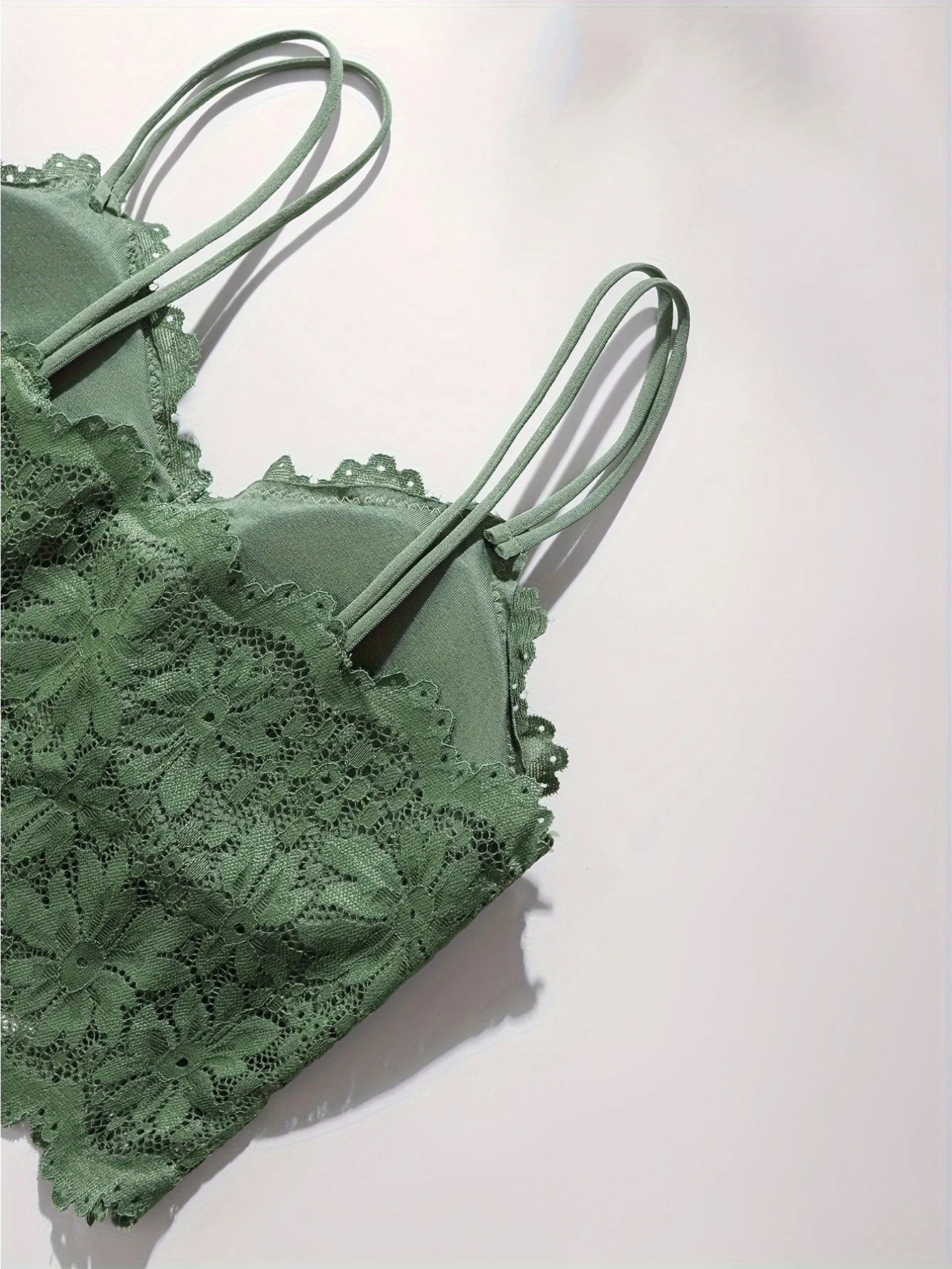 4pcs Women'S Sexy Lace Bra & Panty Set, Breathable & Comfortable, Removable Bra, Stretchy Lingerie Set