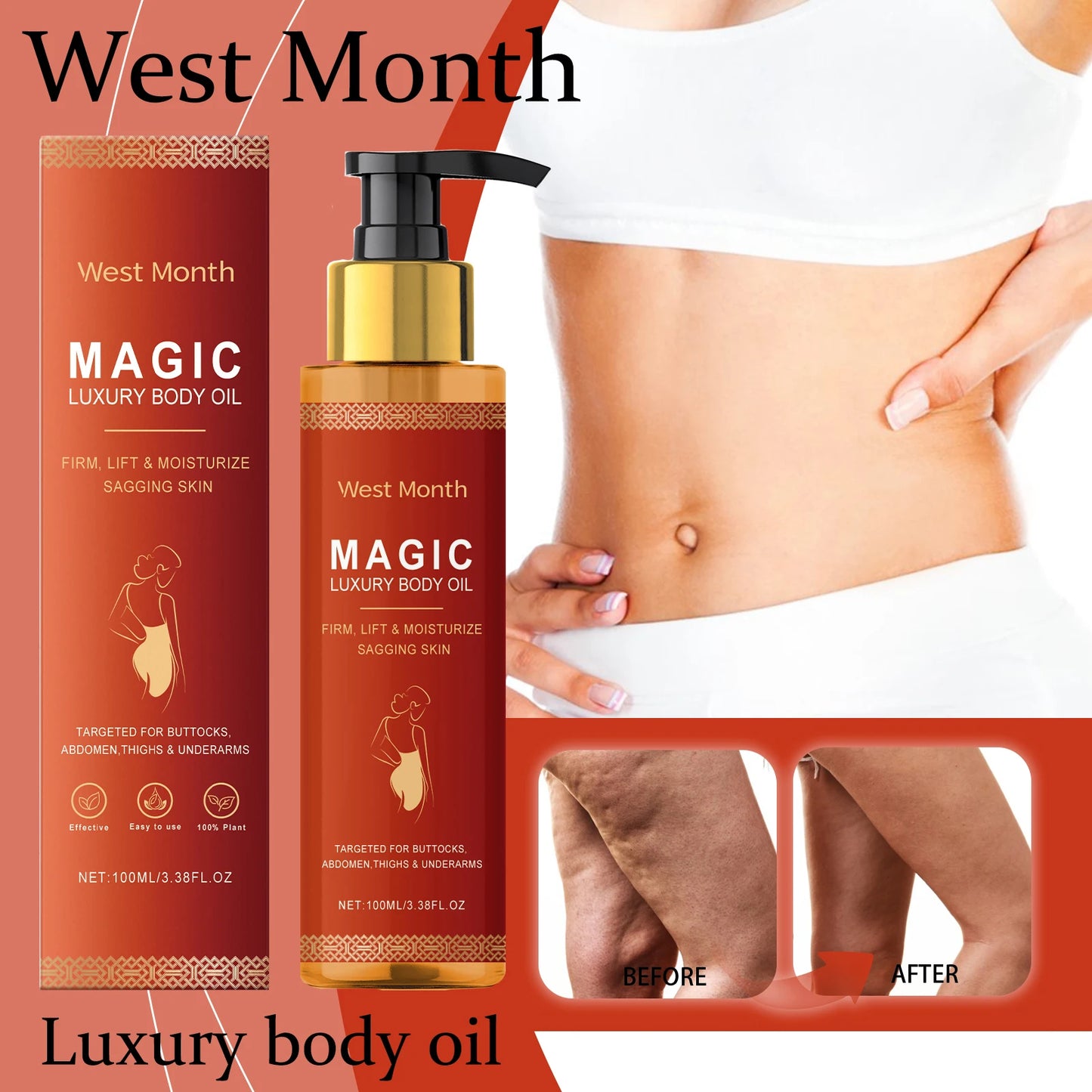 Natural Body Firming Oil Tightening Skin Enhance Skin Elasticity Deeply Nourishing Improve Smoothness Body Skin Care Oil