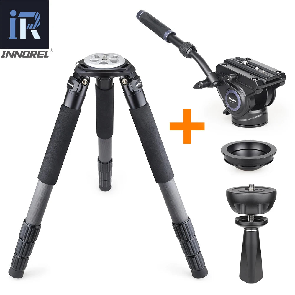 RT90C(LT404C) Top-Level Carbon Fiber Tripod Professional Birdwatching Heavy Duty Camera Stand 40mm Tube 40kg Load 75mm Adapter