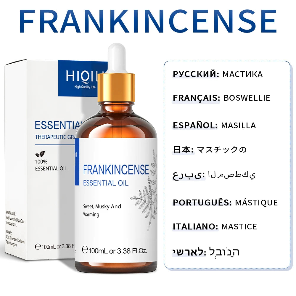 HIQILI 100ML Lavender Jasmine Rose Vanilla Mint  Eucalyptus Lemon Essential Oils for Diffuser, Humidifier, Massage, Skin, Hair