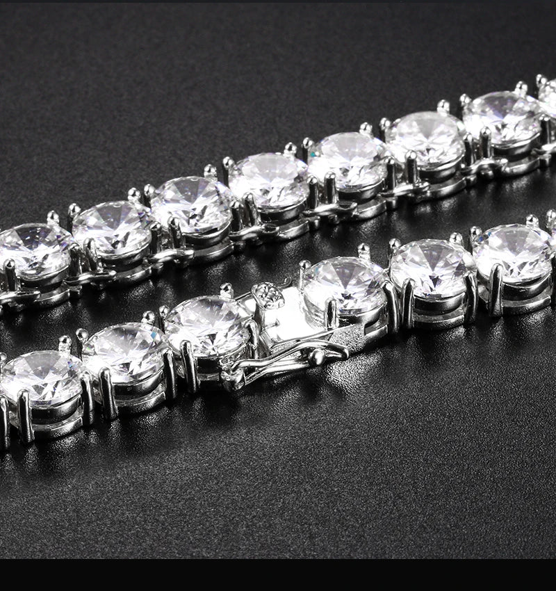 4mm 5mm 6mm Width Fashion Copper Iced Out Cubic Zircon Tennis Chain Necklace Rose Gold Silver Color Wholesale Drop Shipping