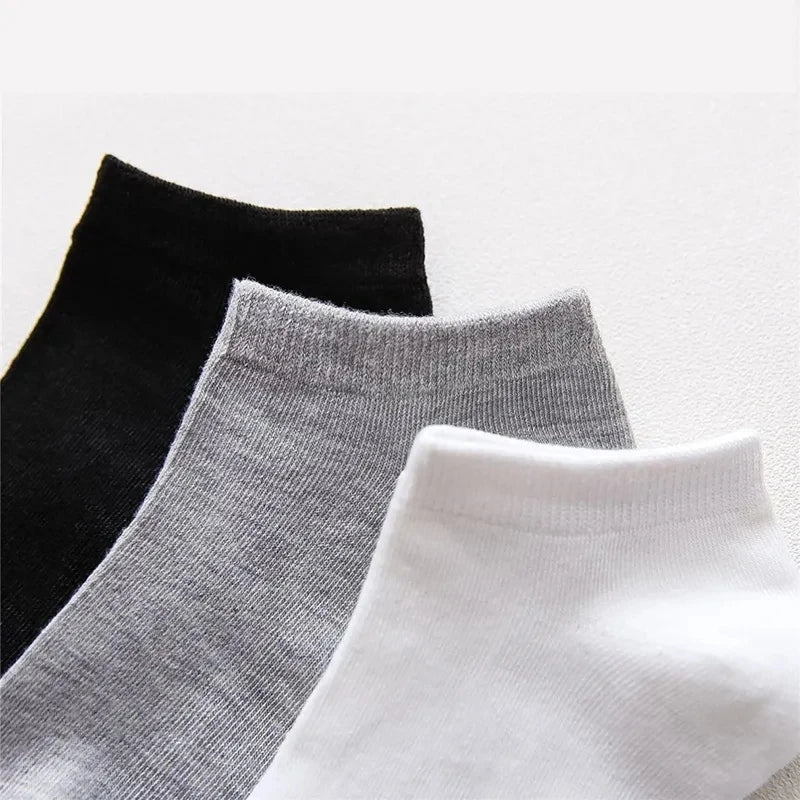 10pairs / Low Black And White Gray Cotton Socks Men's Socks Breathable Sports Socks Men's Short Socks Women's Socks EU37-44