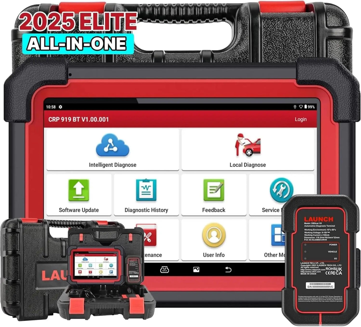 LAUNCH X431 CRP919E BT Car Diagnostic Tool DBScar VII VCI Auto OBD OBD2 Scanner Active Test ECU Coding CANFD DOIP 31+ Reset