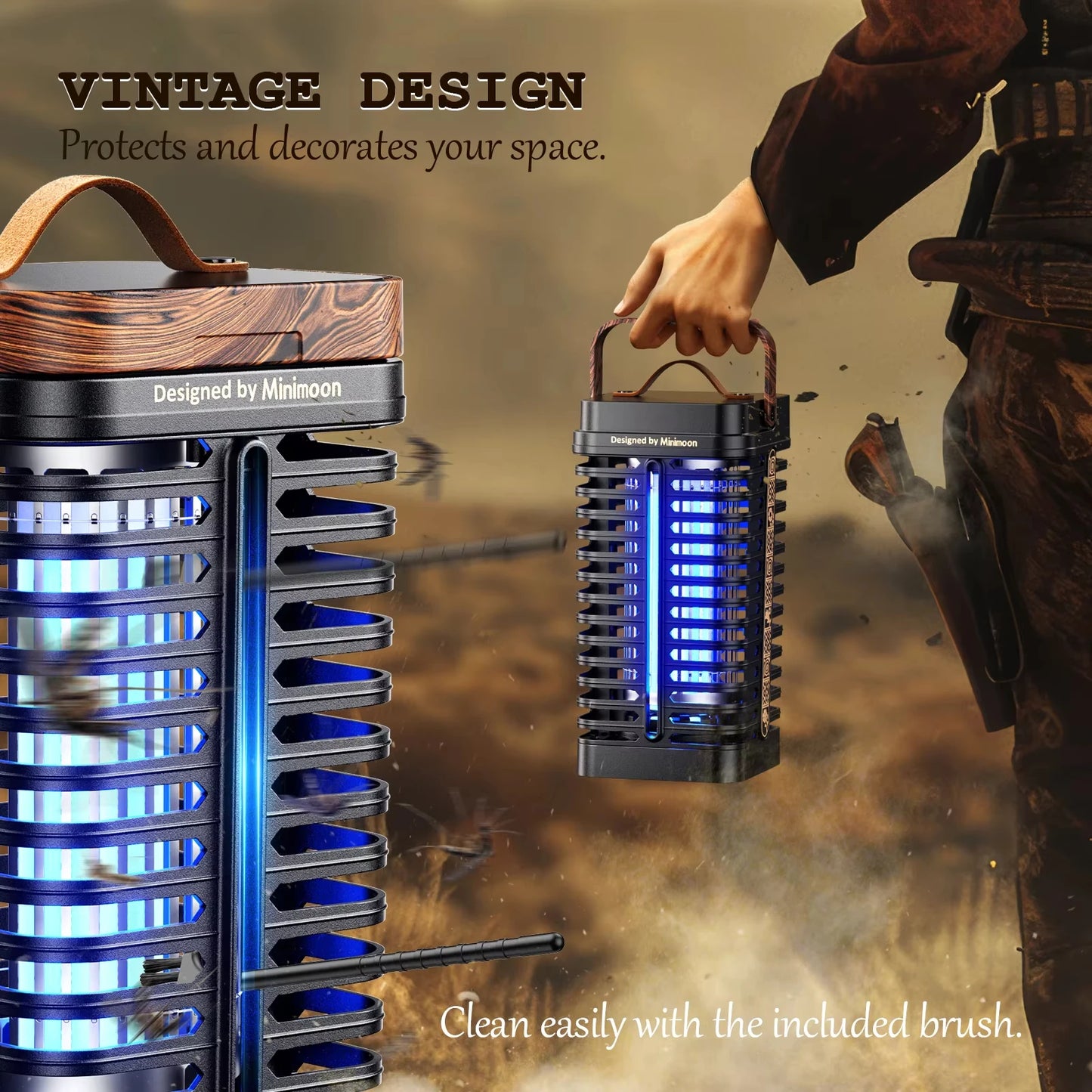 Minimoon Bug Zapper Outdoor 4200V High-Voltage Mosquito Zapper 15w Fly Zapper Fly Traps Mosquito Trap for Home Patio Courtyard