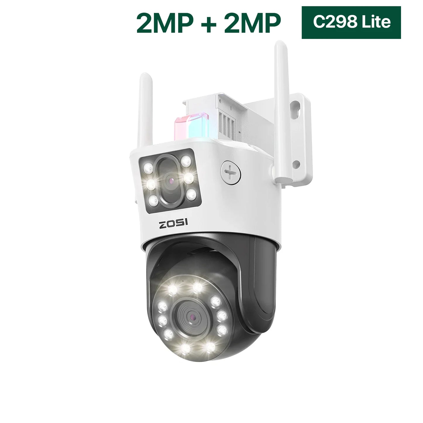 ZOSI C298 Max 4K 8MP Dual-Lens(2x4MP) Wired WiFi PTZ Security Camera Outdoor with Wide Angle 8X Hybrid Zoom 360 Surveillane Cam