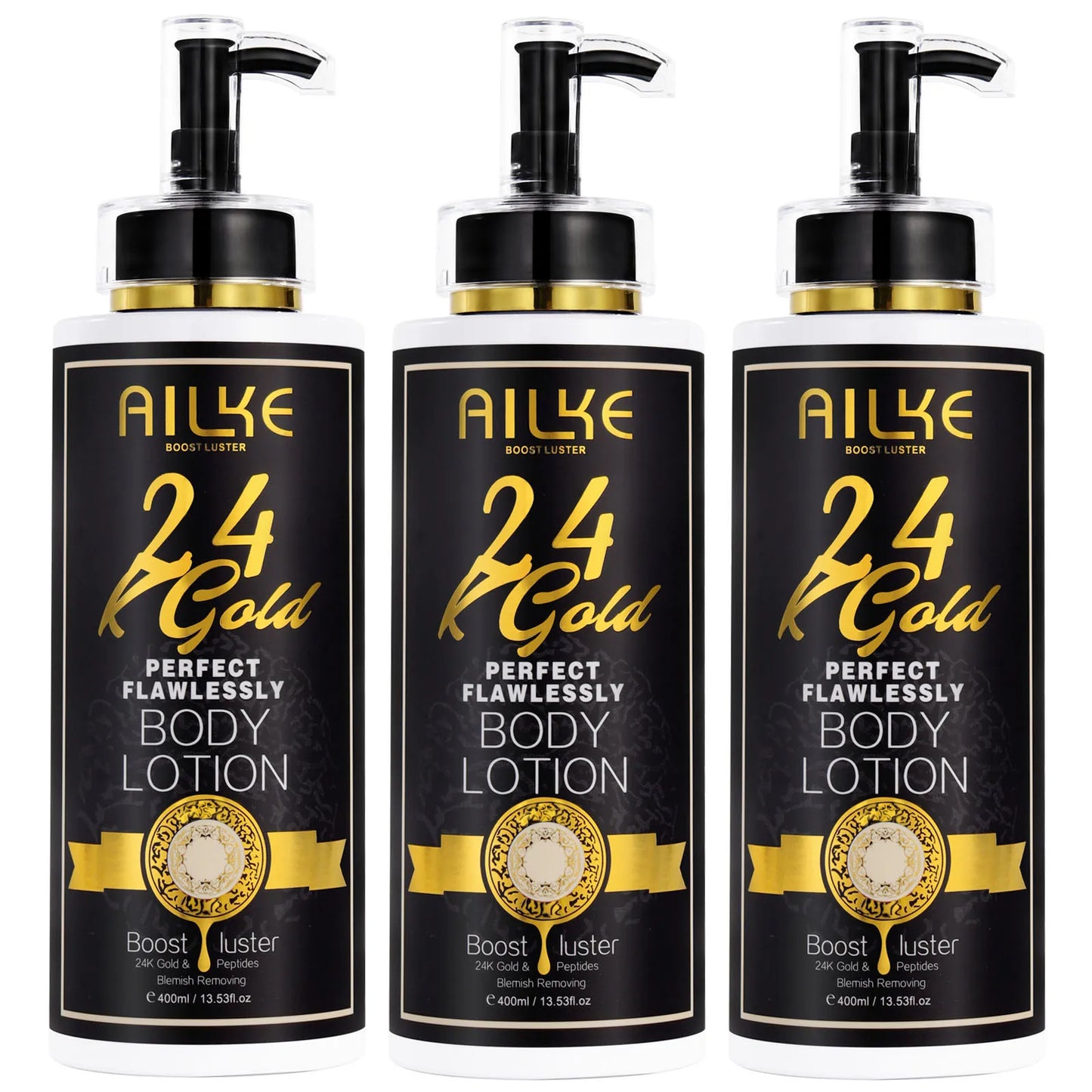 AILKE 24K Glod Flawlessly Skin Care Range, Skin Whitener, Reduce Dark Spots, Melanin, Wrinkles, Moisturize, For Women & Men