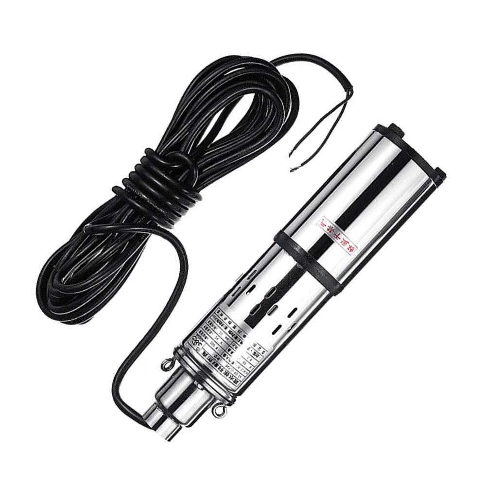Deep Well Submersible Solar Water Pump Ultra Quiet DC 24V 200W 30m Lift 1.5m³/h Stainless Steel Well Pump for Water Wells