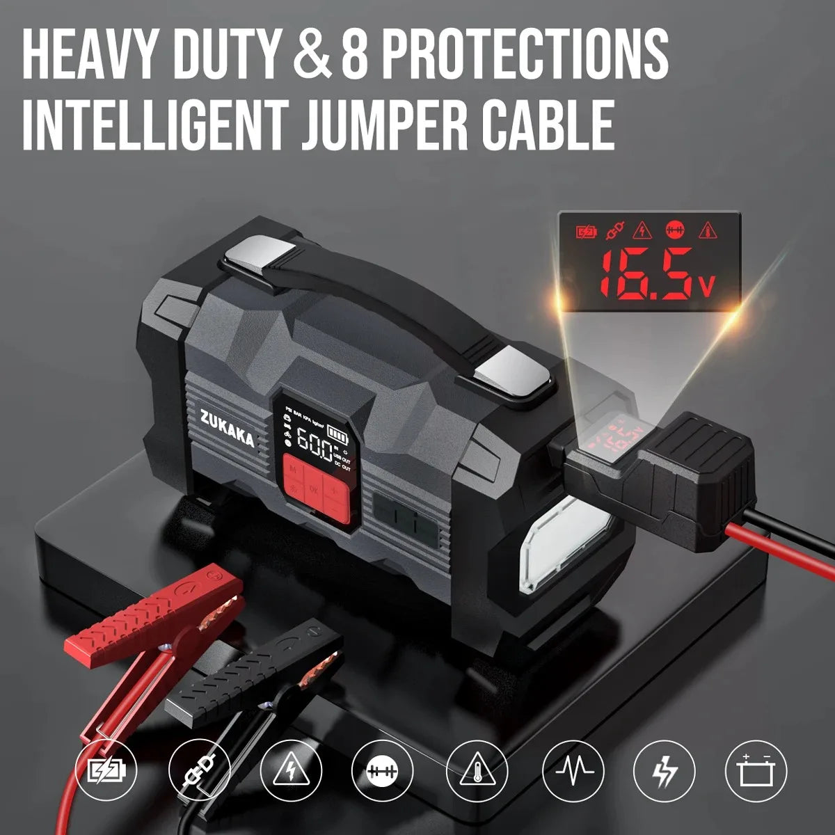 ZUKAKA 26800mAh Jump Starter With Air Compressor And Booster