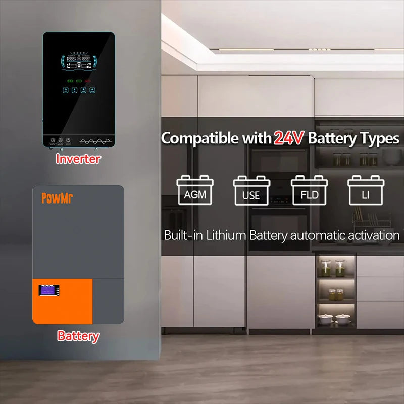 ECGSOLAX 4KW Hybrid Solar Inverter 24V 110V/120V With MPPT 110A Solar Charger Touch screen LCD Hybrid Inverter Max PV 350VDC