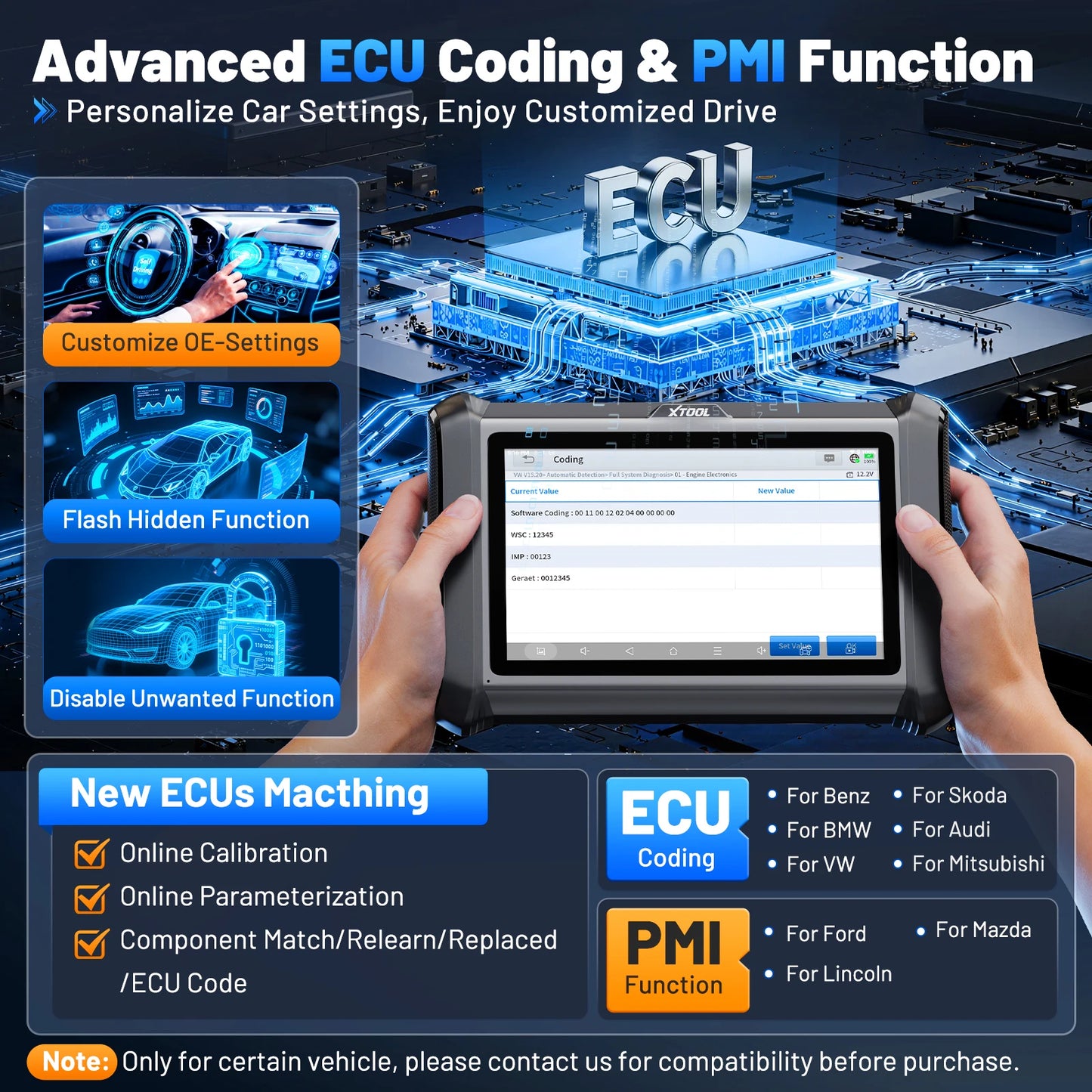 XTOOL D7S All Systems Car Diagnostic Tools Bidirectional Scanner ECU Coding 39+ Resets Automotive Scanner Built-in CANFD DOIP