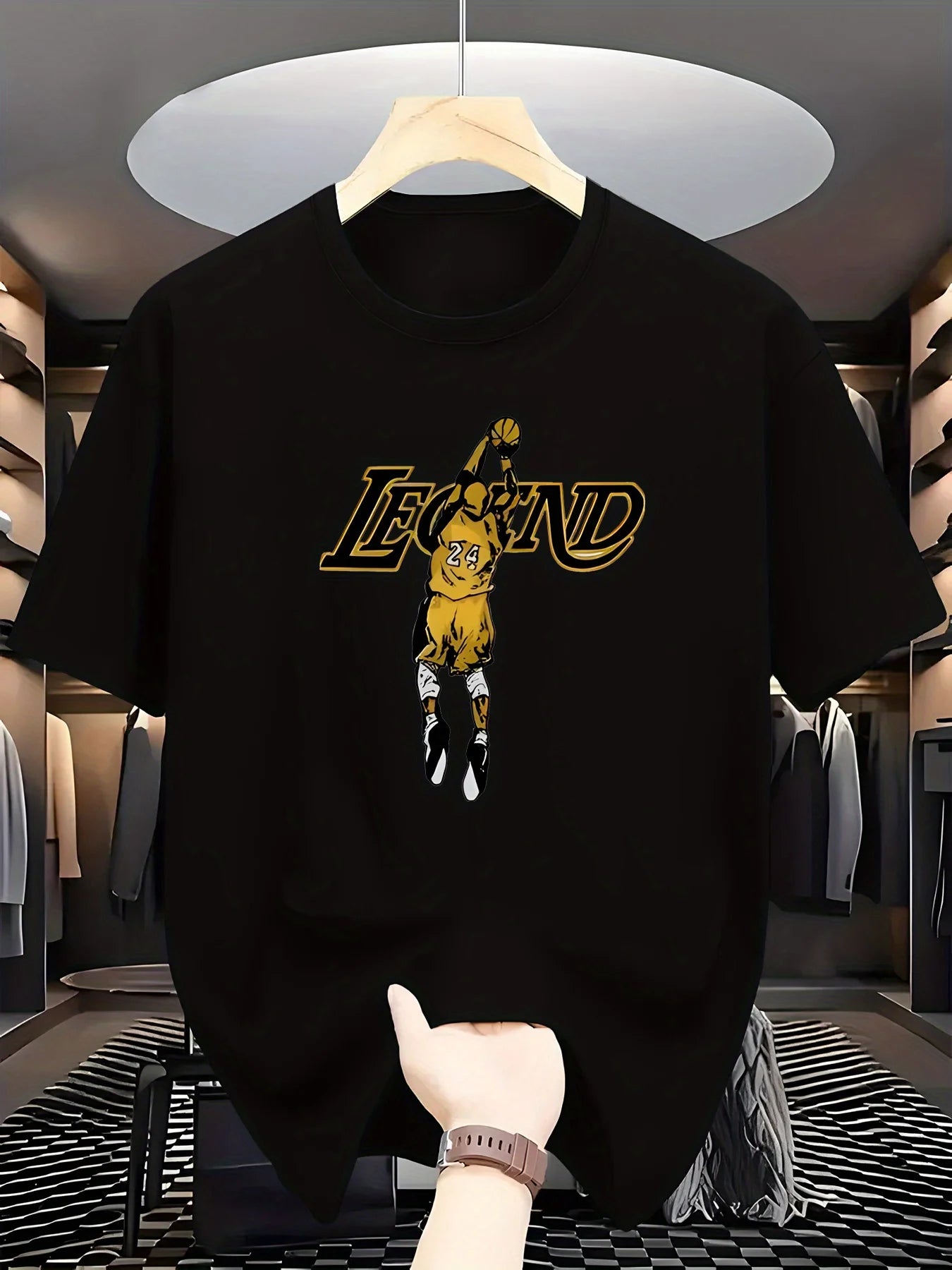 Men's T-Shirt Casual Tee for Summer Short Sleeve Outdoor Casual Attire Black Graphic Print Basketball Shirt Basketball Design