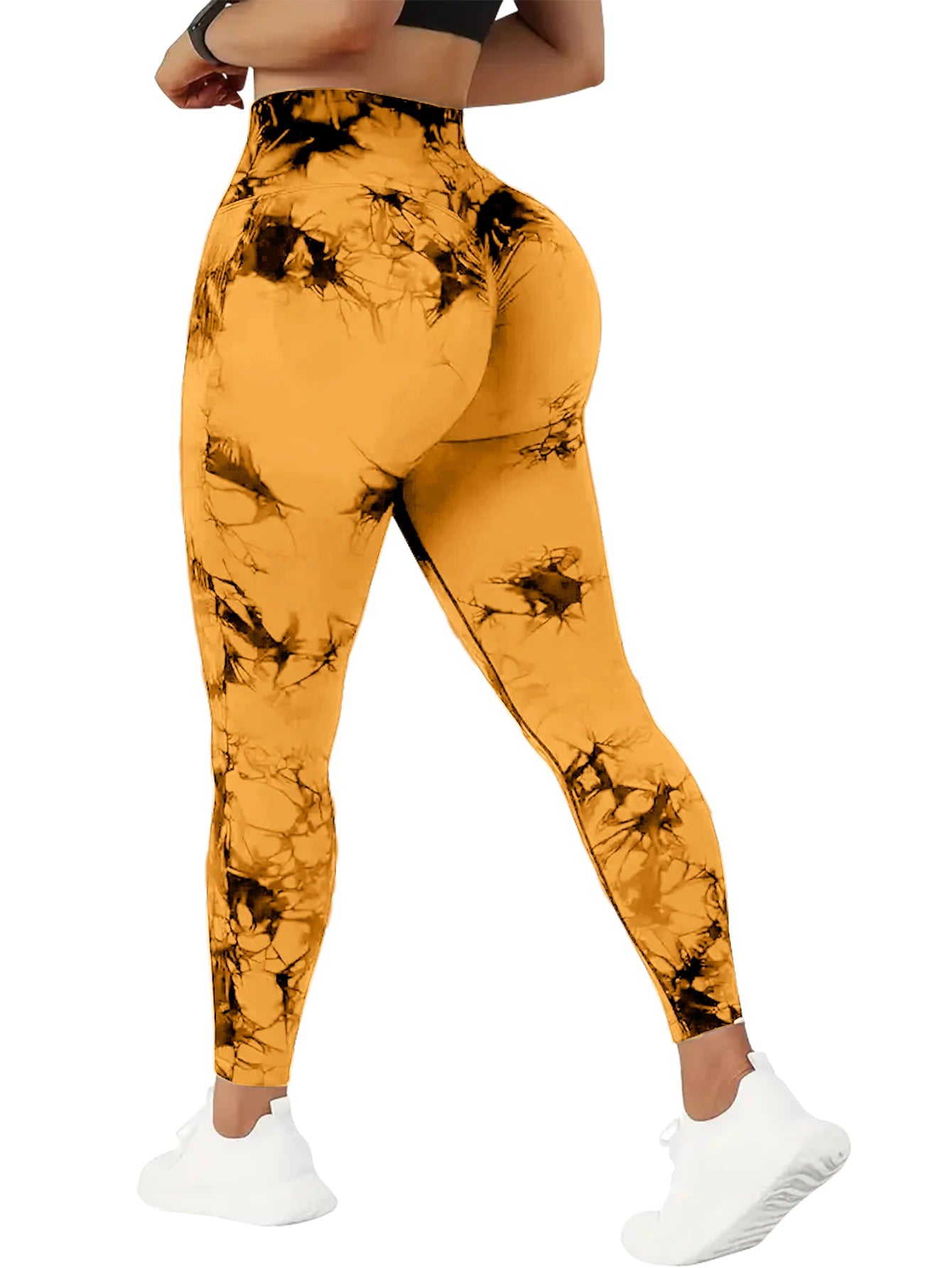 QGU 5-Pack High Waist Tummy Control Yoga Pants For Women, Summer Tie.Dye Fitness Leggings, Stretchy Running Peach Lift Workout T