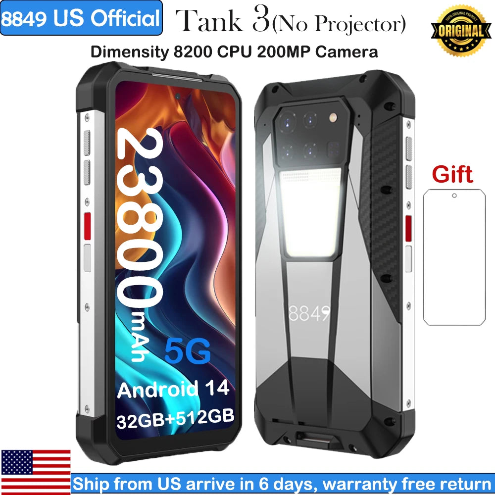 8849 Tank 3 Rugged 32GB 512GB 23800mAh Android14 120W Charger Dimensity 8200 5G 200MP 120Hz Outdoor Light  GPS Dual SIM