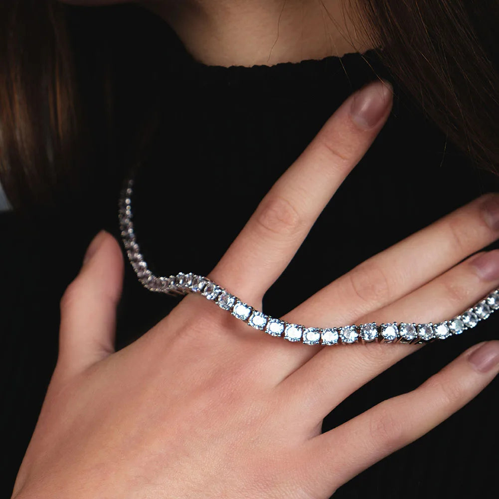 TOPGRILLZ 3/4/5MM Classic Tennis Chain Waterproof Copper Iced Out Micro Pave Cubic Zirconia Hip Hop Fashion Jewelry Women Gift