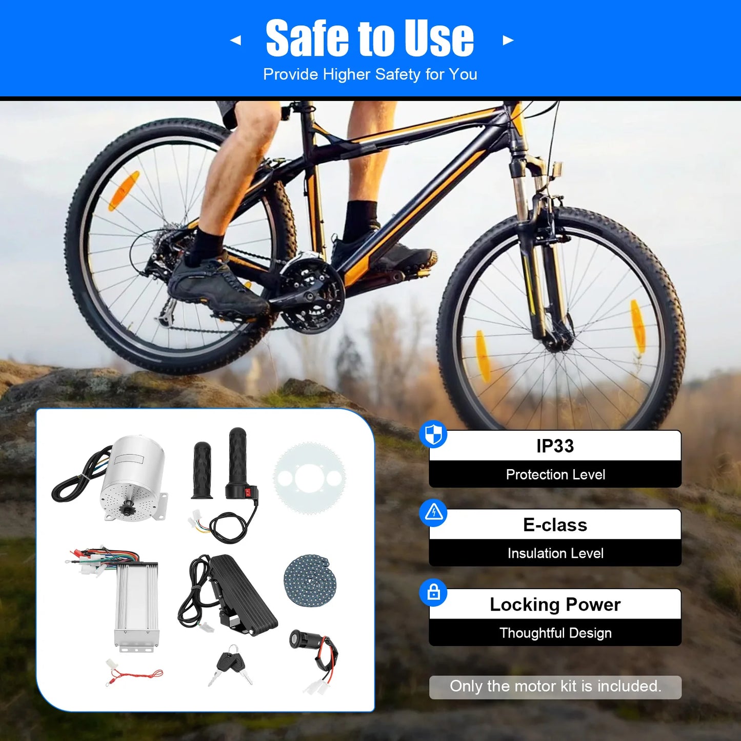 48-72V 3KW Brushless Motor Kit Silver Motor Conversion Electric Motorcycle Kart Motor DIY Kit for Scooters, Electric Motorcycle