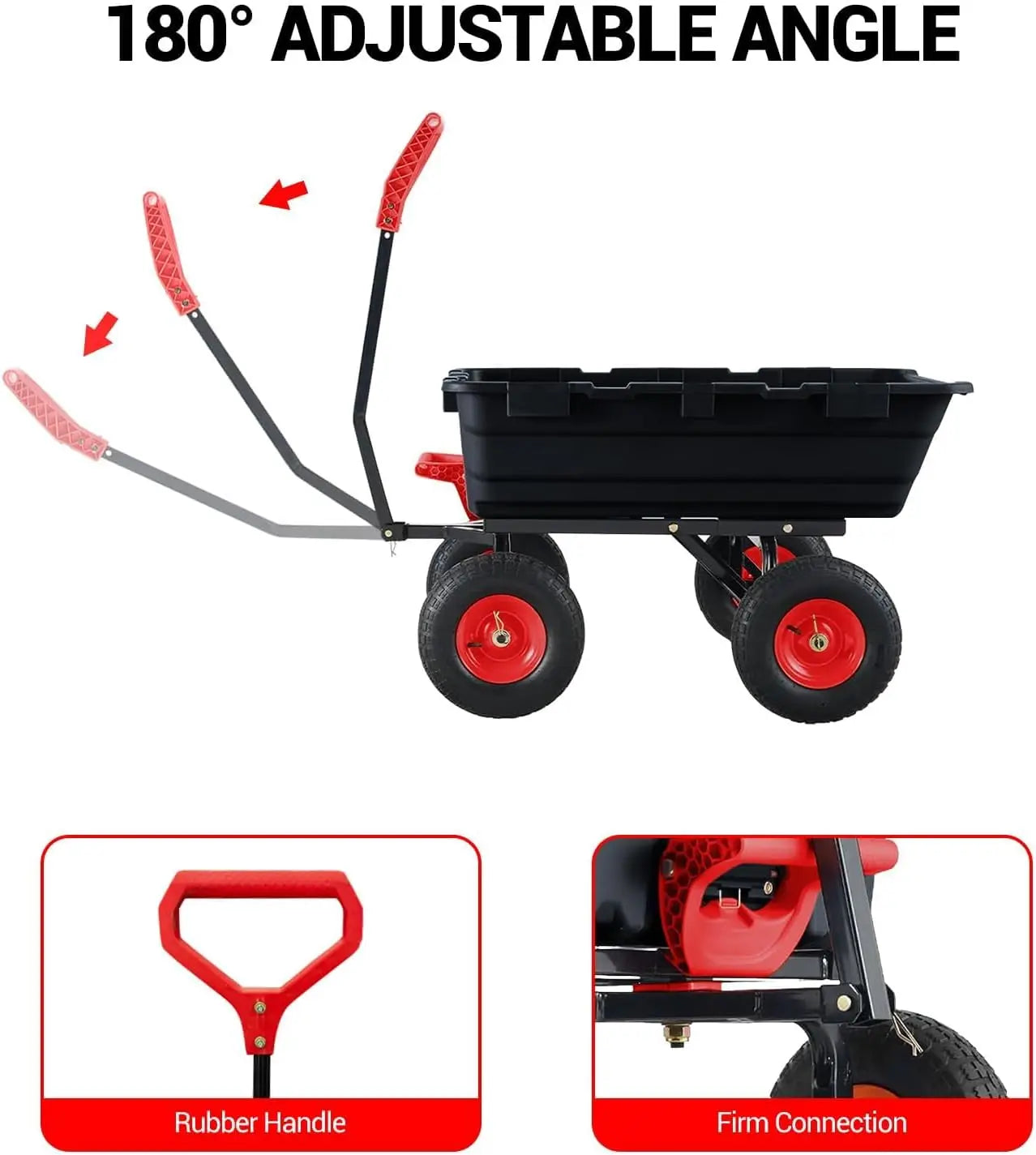 800 Lbs Garden Yard Dump Cart Wheelborrow Utility Wagon with Quick-Release Dumping Anti-Flat Steel Frame for Gardening and Home