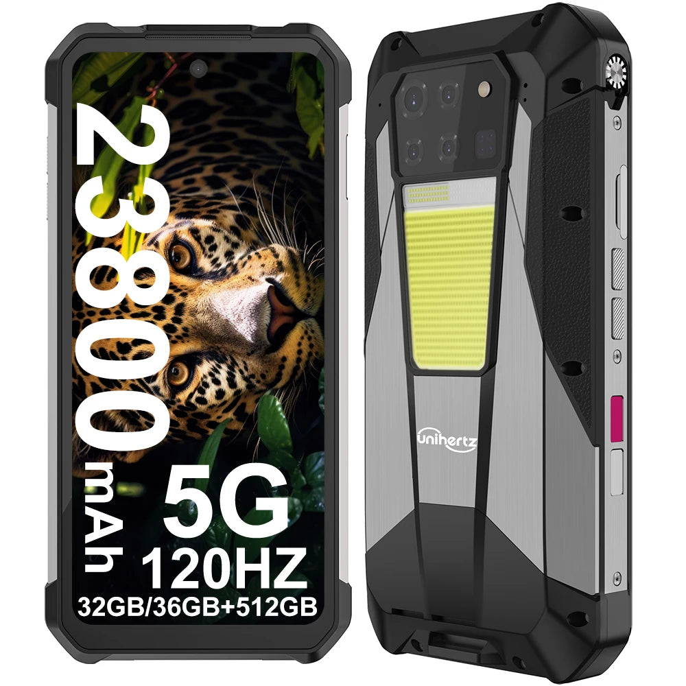 Unihertz Tank 3 Pro 8849 Rugged Smartphone android 5G with 100 Lumens Projector 32/36GB 512GB 23800mAh Waterproof 200MP phones