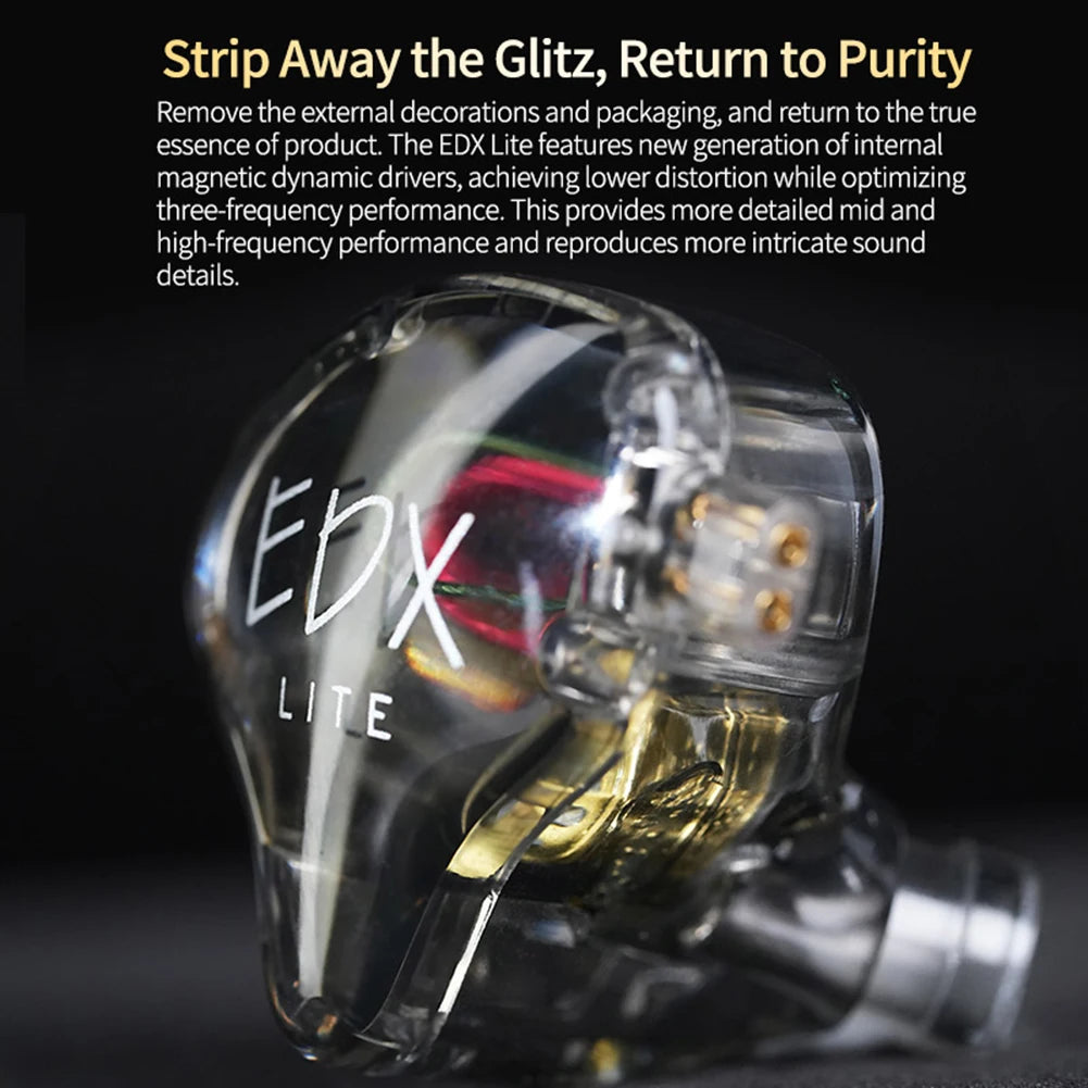 KZ EDX Lite IEM Monitor Headphones Dynamic HIFI Bass Music Earbuds In Ear Wired Earphones Noise Cancelling Sport Gaming Headsets