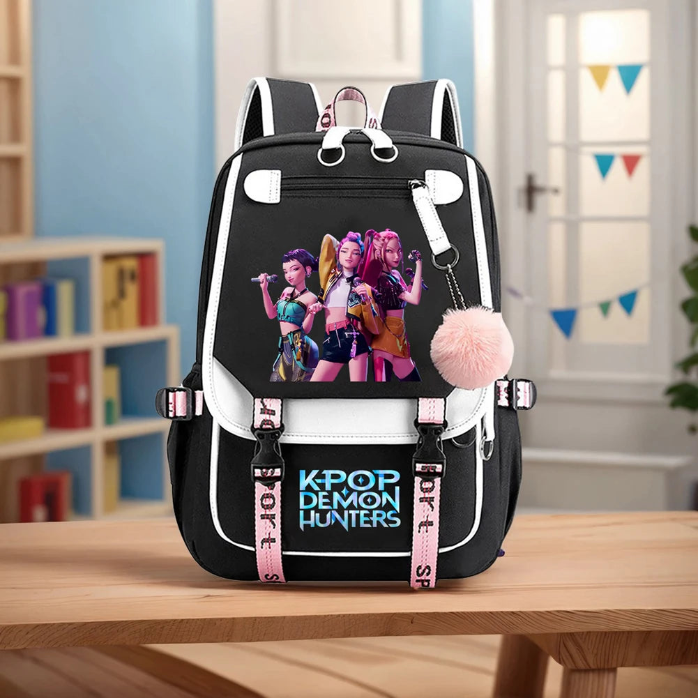 KPop Demon Hunters Backpack Demon Slayer Backpack Up To 20L Durable Waterproof Travel Backpack For Boys Girl Fan Peripheral Gift