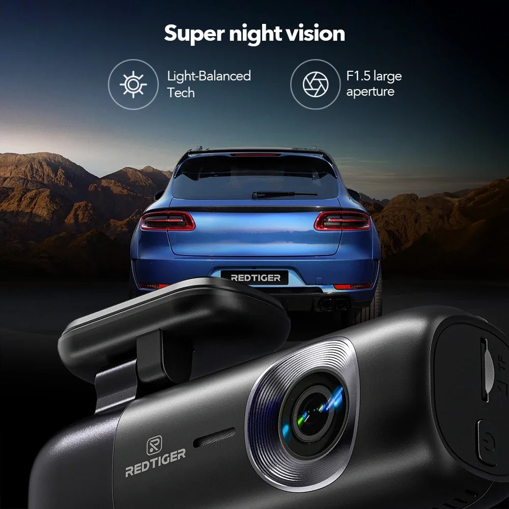 REDTIGER Dash Cam 4K Front and Rear WiFi GPS Car Camera with Parking Mode
