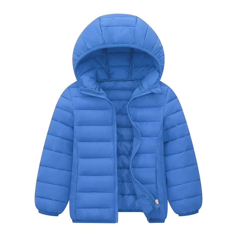 Kids Down Jackets For 3-14 Years Autumn Winter Boys Girls Warm Solid Down Coats Teens Hooded Zipper Outerwear Children Clothing