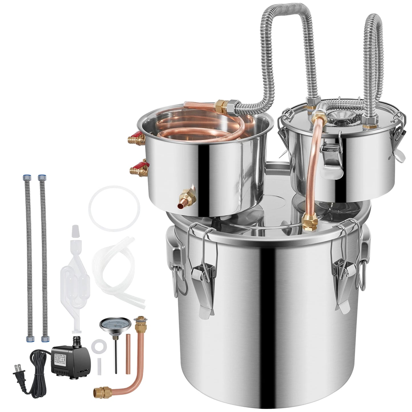 Succebuy 12/30L Alcohol Brewing Distiller DIY Moonshine Apparatus Stainless Steel Still Whisky Beer Brandy Home Appliance
