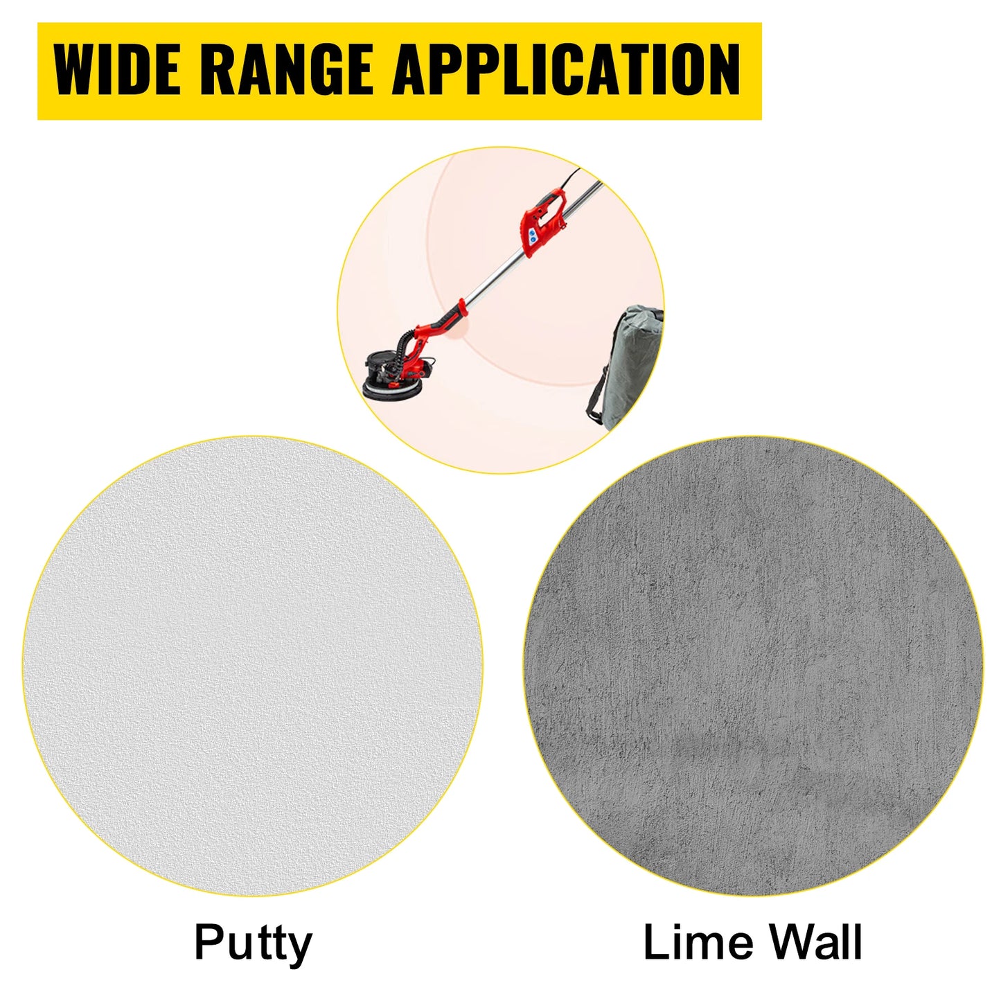 VEVOR 850W Drywall Sander 800-1750 RPM Variable Speed Telescoping Handle