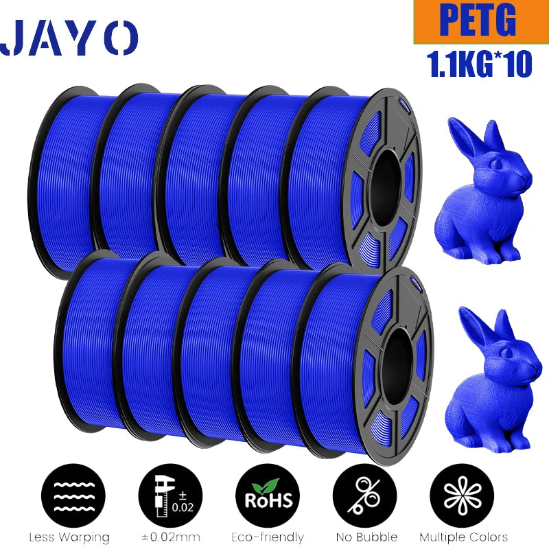 JAYO 10Rolls petg Filament 175mm 3d printing no bubbles no drawing smooth multiple colors optional for 3D printing 1.1kg/1roll