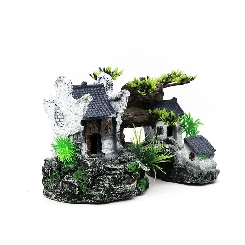 Simulation Decoration Fish Tank Ornament Ornament Resin Aquarium Ornament Fish Tank Landscape House Model Aquarium Ornament