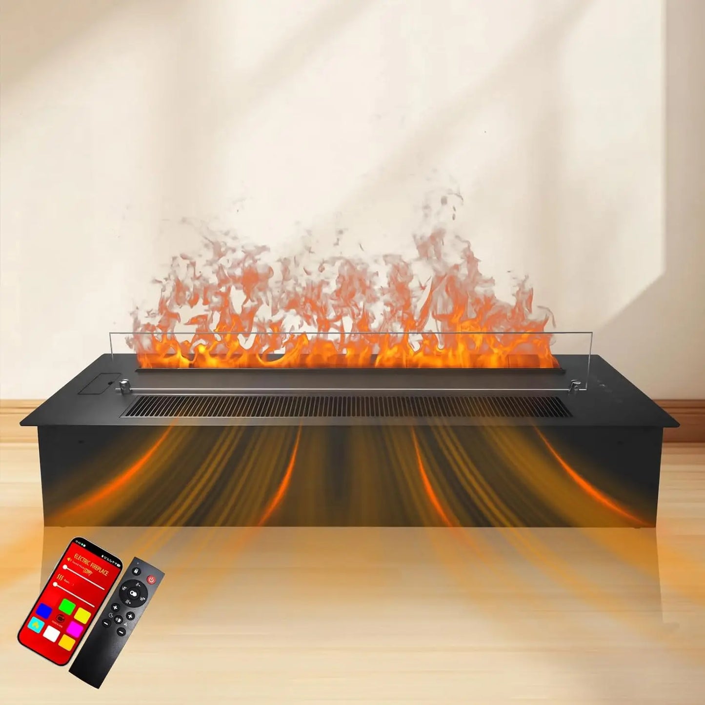 Electric Fireplace 3D Water Vapor Fireplace, Humidifier Realistic Flame Atomized Recessed Steam Fireplace Automatic Water Inlet/