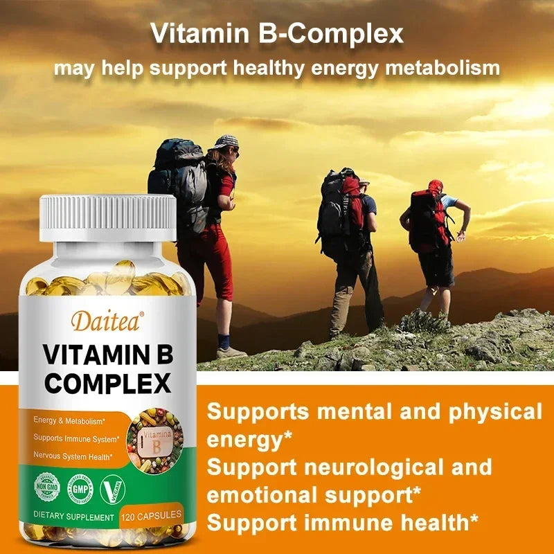 B Vitamin Supplements, Including Folic Acid and Biotin, To Support Heart and Nervous System Health, Energy Metabolism