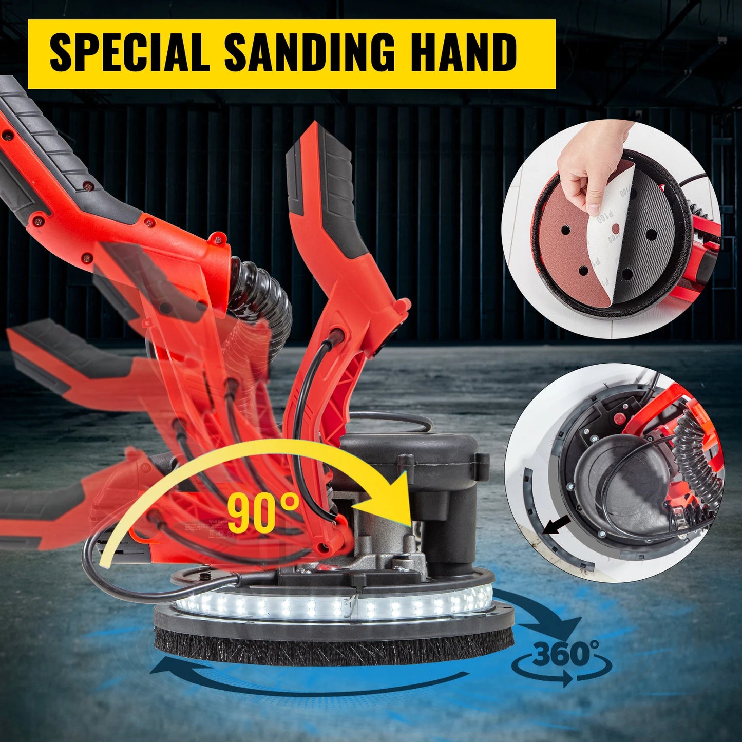 VEVOR 850W Drywall Sander 800-1750 RPM Variable Speed Telescoping Handle