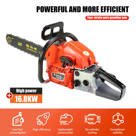 4 Stroke Petrol Chainsaw High Power 16800W Gas Tree Chain Saw Gas Powered Wood Cutting Saw Petrol Felling Saw with Accessories