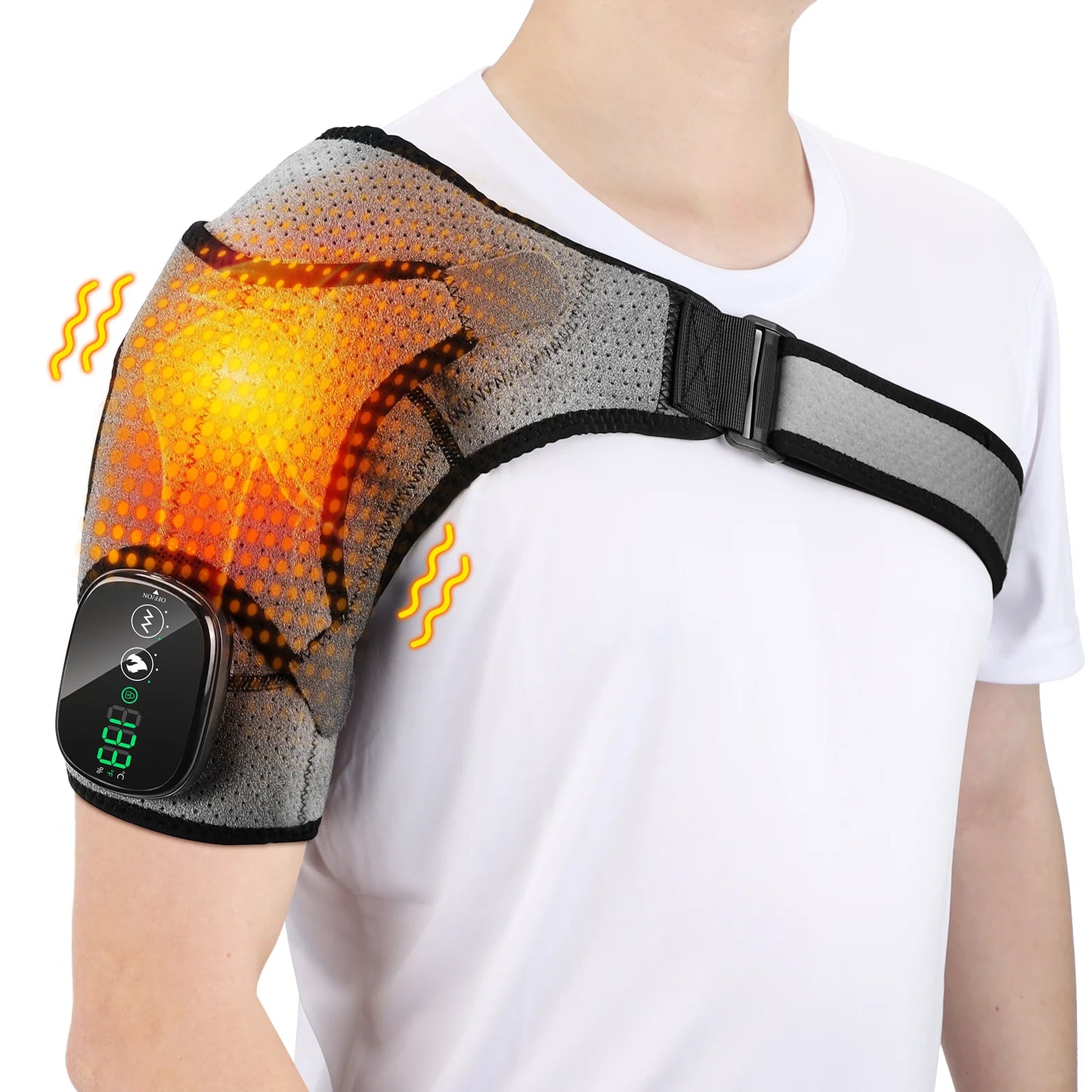 Heated Shoulder Heating Massage Belt Rechargeable Vibration Pad Electric Arm Muscle Relax Machine 3 Gear Shoulder Support Brace